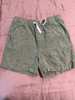 Janie and Jack Olive Green Linen-Blend Drawstring Shorts